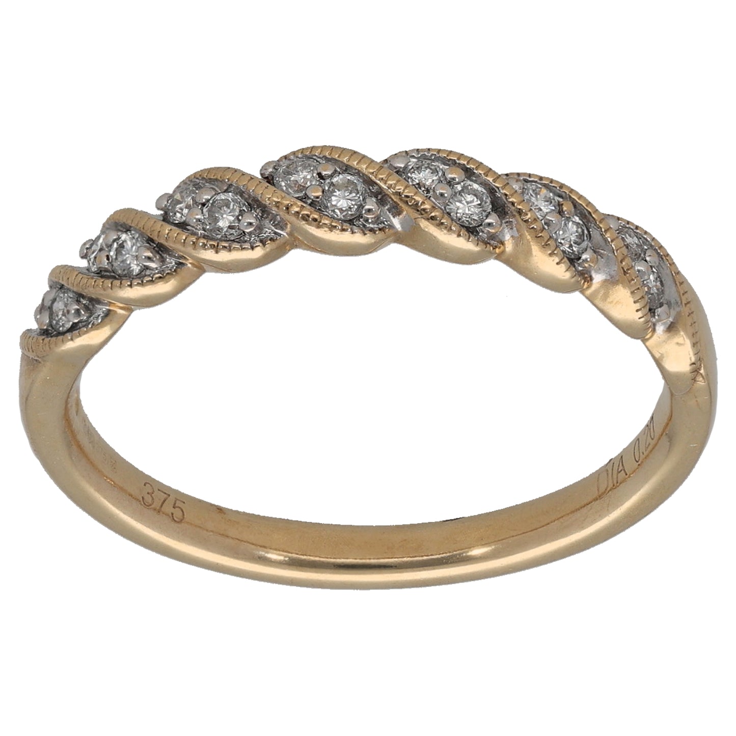 9ct Gold 0.20ct Diamond Half Eternity Ring Size R