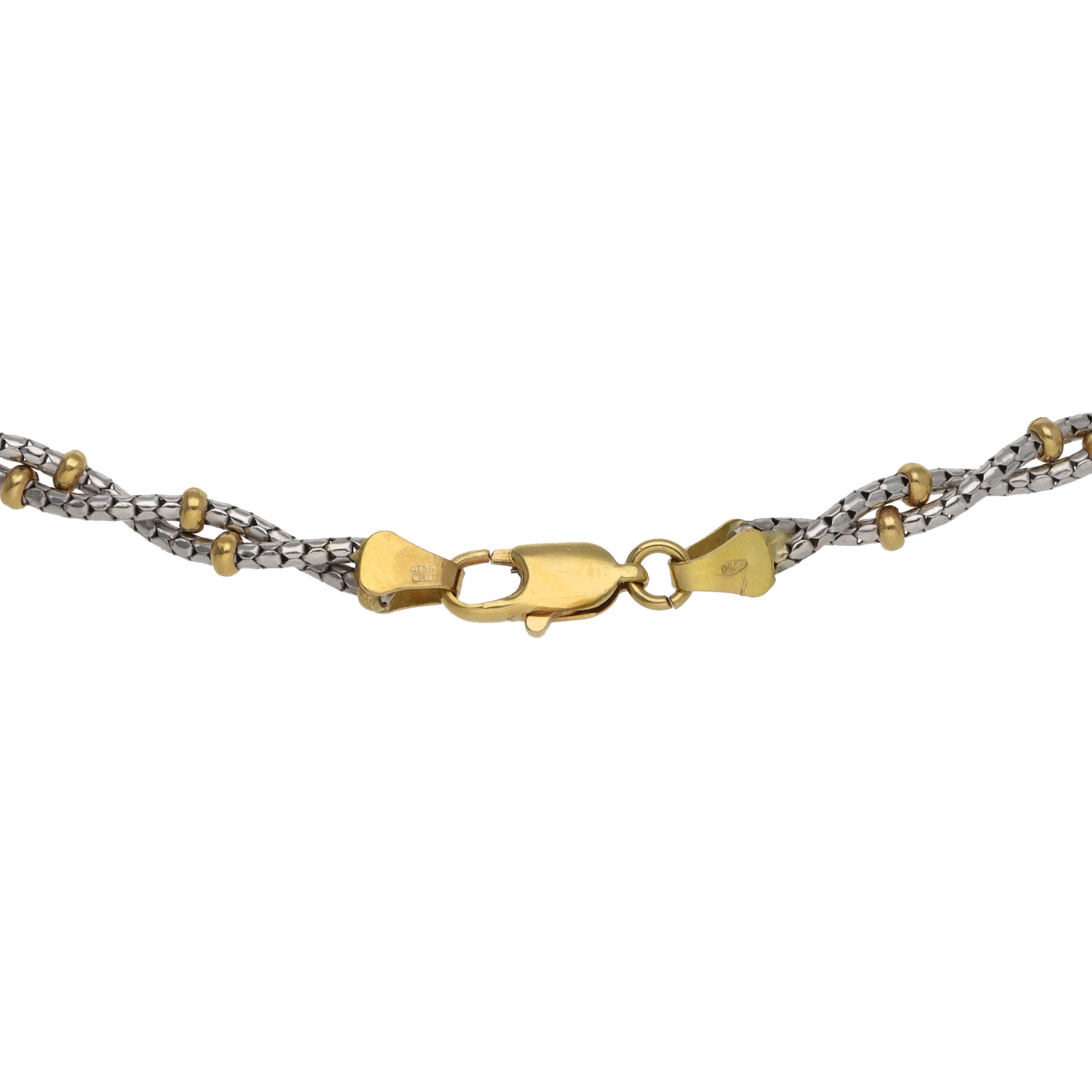 18ct Bi-Colour Gold Fancy Necklace 18"