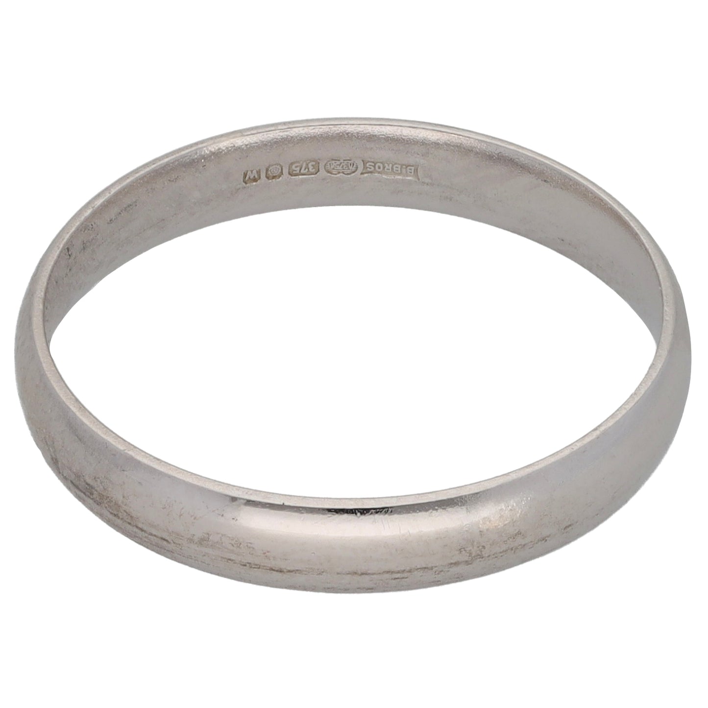 9ct White Gold Plain Wedding Ring Size P