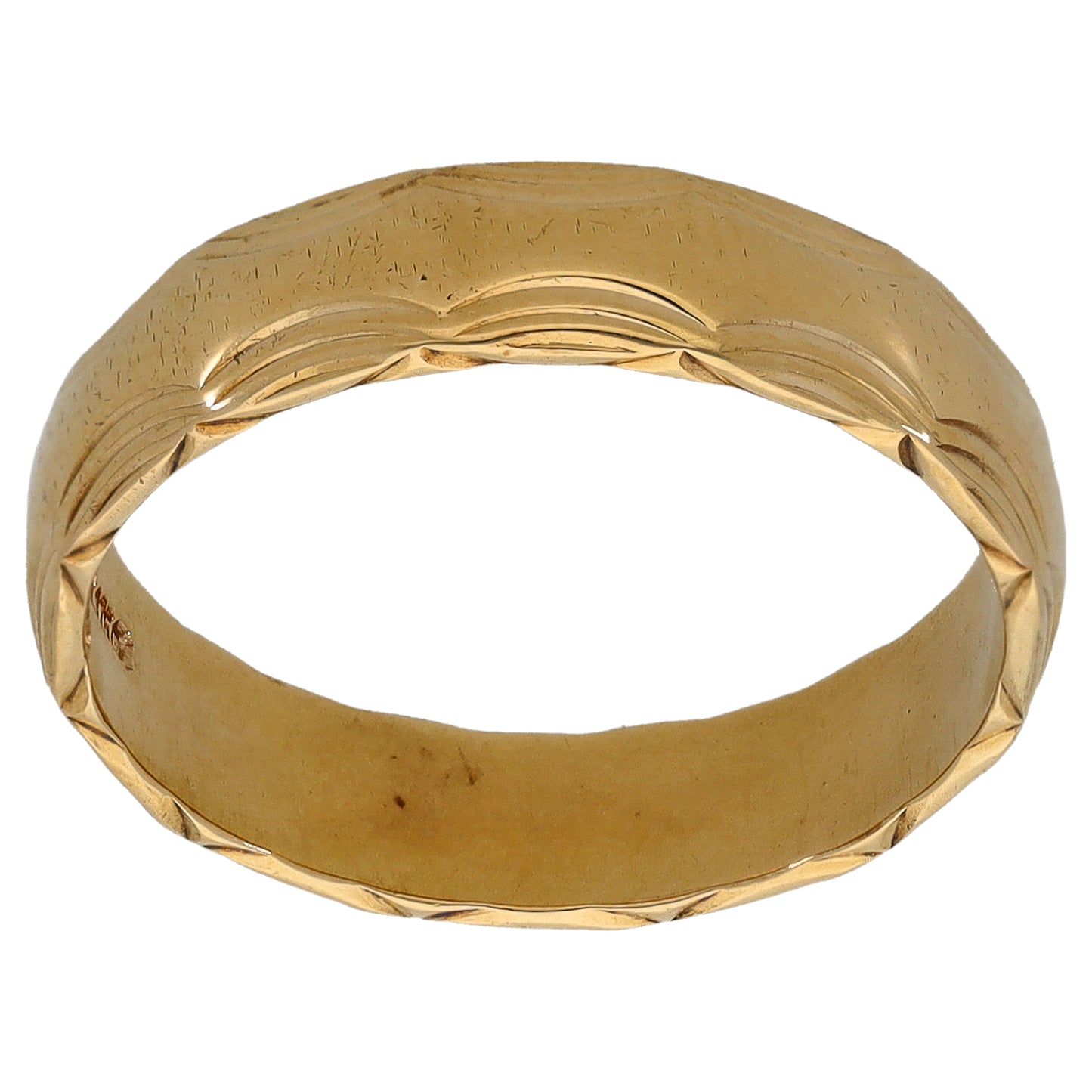 9ct Gold Patterned Wedding Ring Size Q