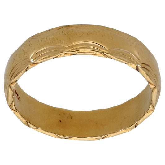 9ct Gold Patterned Wedding Ring Size Q