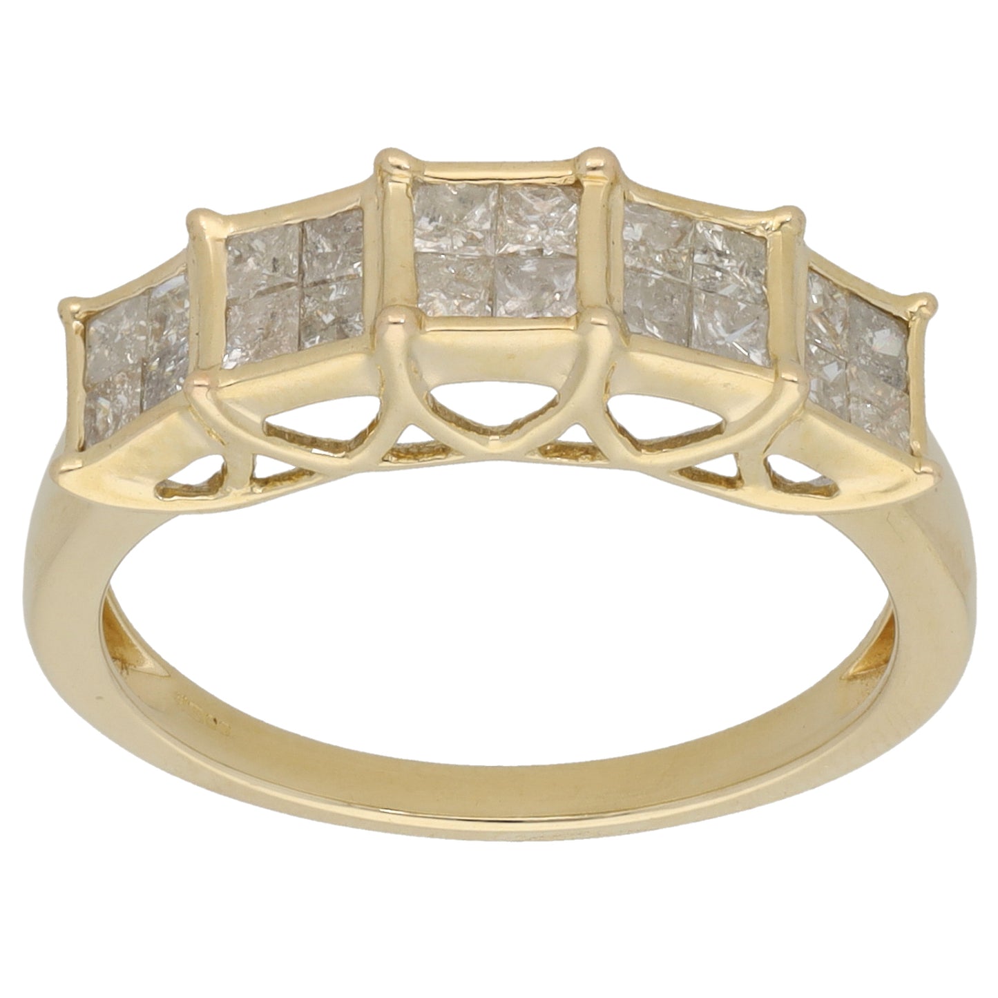 9ct Gold 1.00ct Diamond Half Eternity Ring Size P