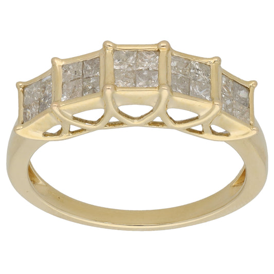 9ct Gold 1.00ct Diamond Half Eternity Ring Size P