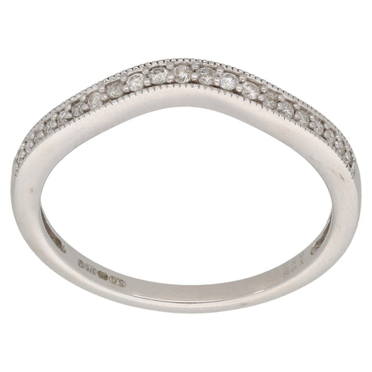 9ct White Gold 0.105ct Diamond Half Eternity Ring Size M