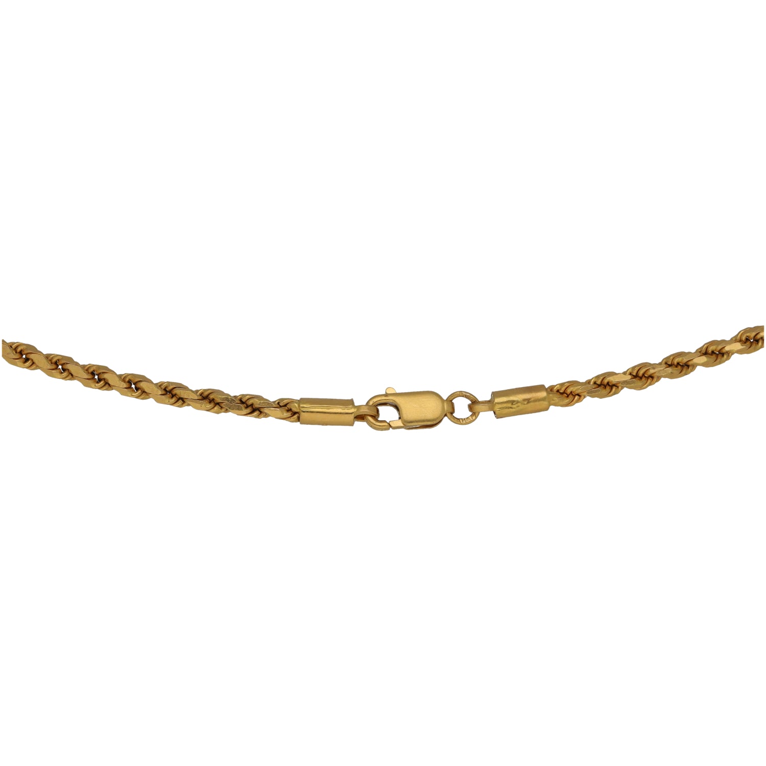 Gold rope chain necklace with lobster clasp and link accents