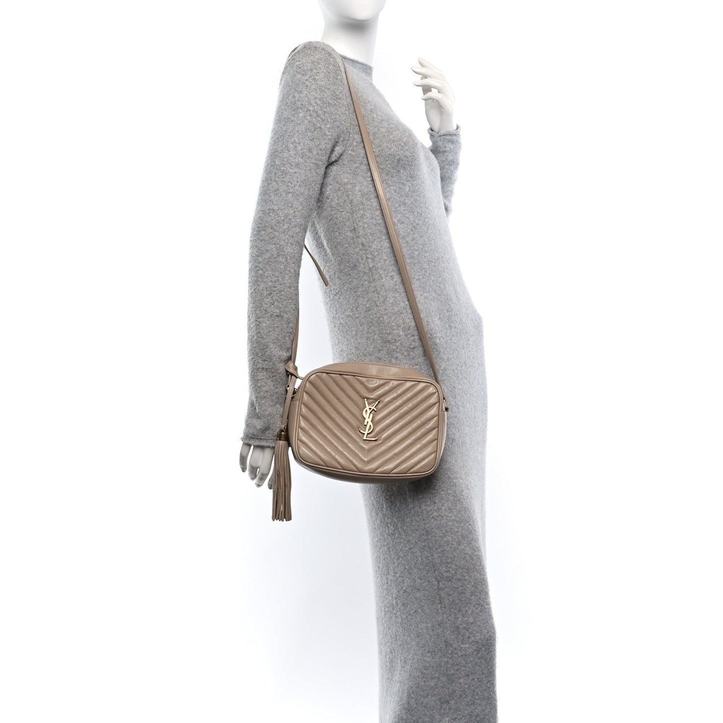 Yves Saint Laurent Lou Camera Calfskin Leather Bag - Dark Latte