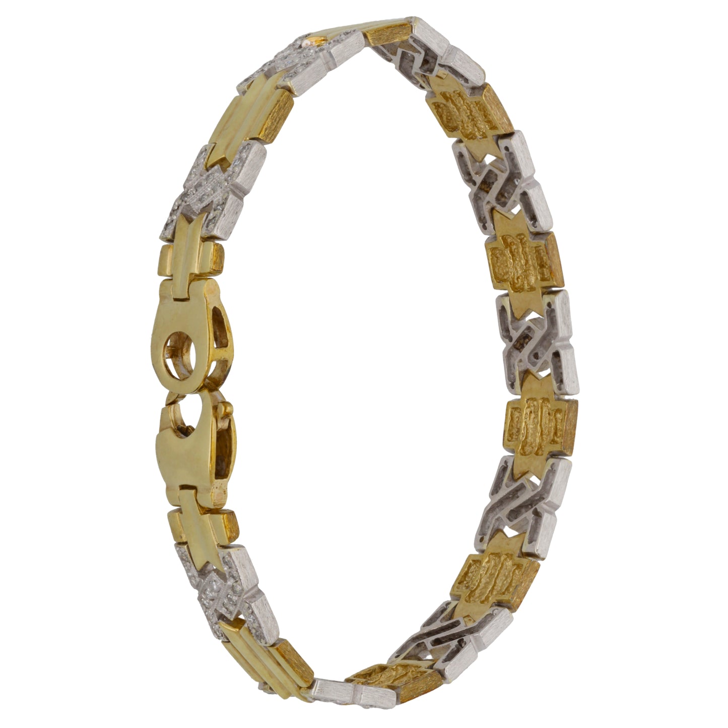 9ct Bi-Colour Gold 1.26ct Diamond Fancy Stone Set Bracelet