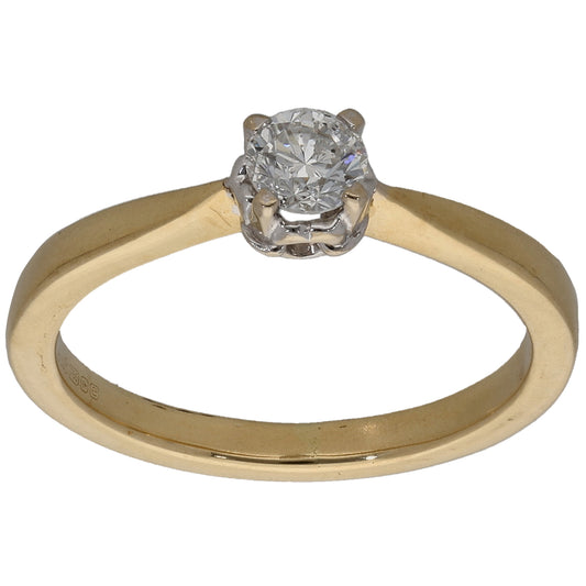 18ct Gold 0.33ct Diamond Solitaire Ring Size N