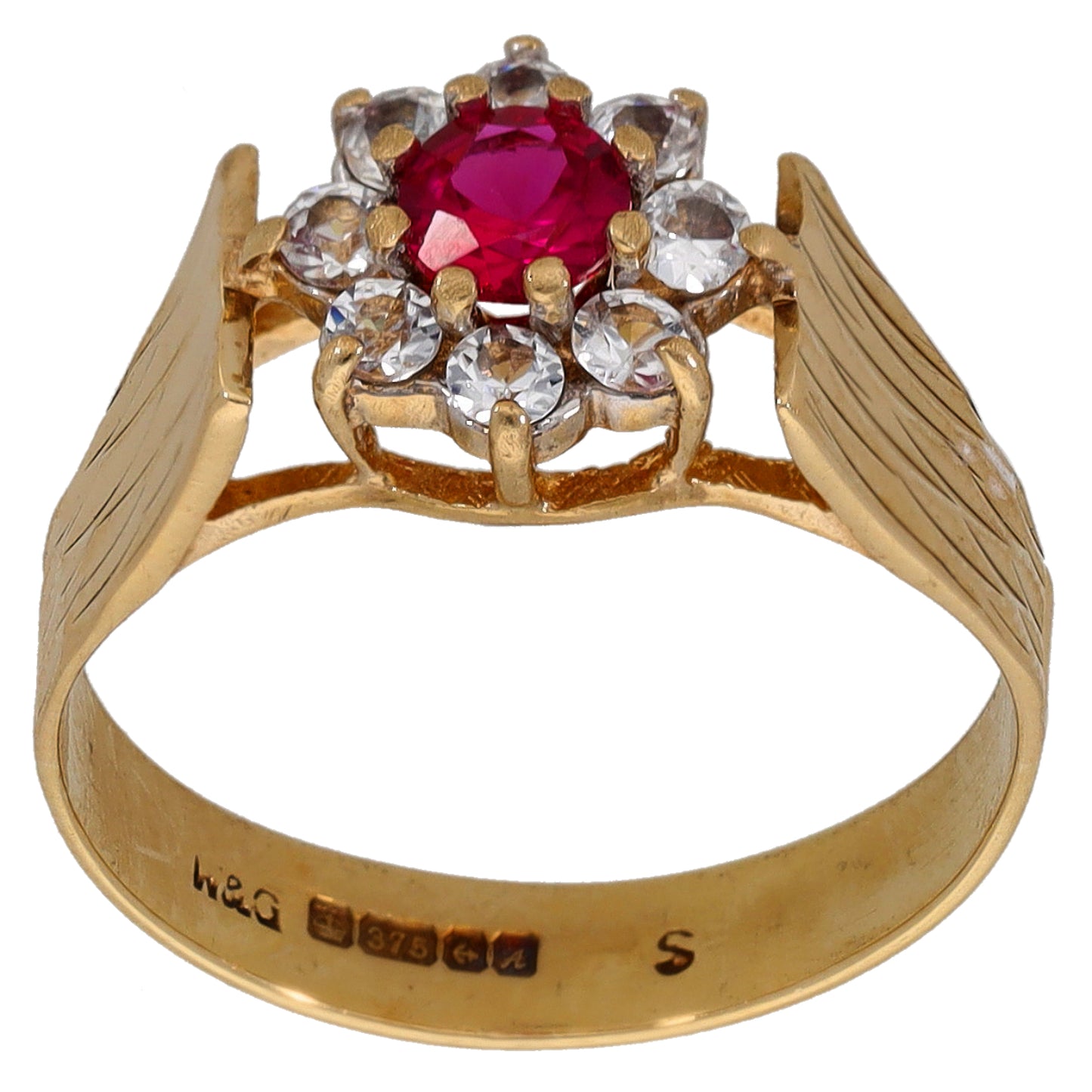 9ct Gold Imitation Gems Cluster Ring Size N