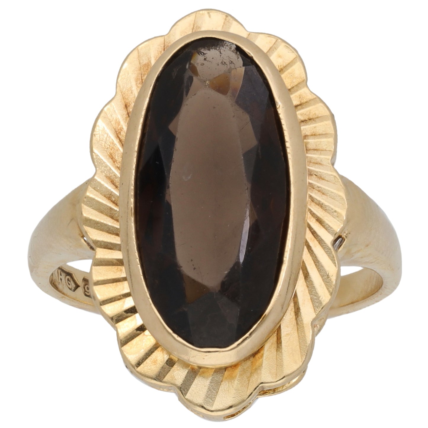 9ct Gold Smoky Quartz Single Stone Ring Size K