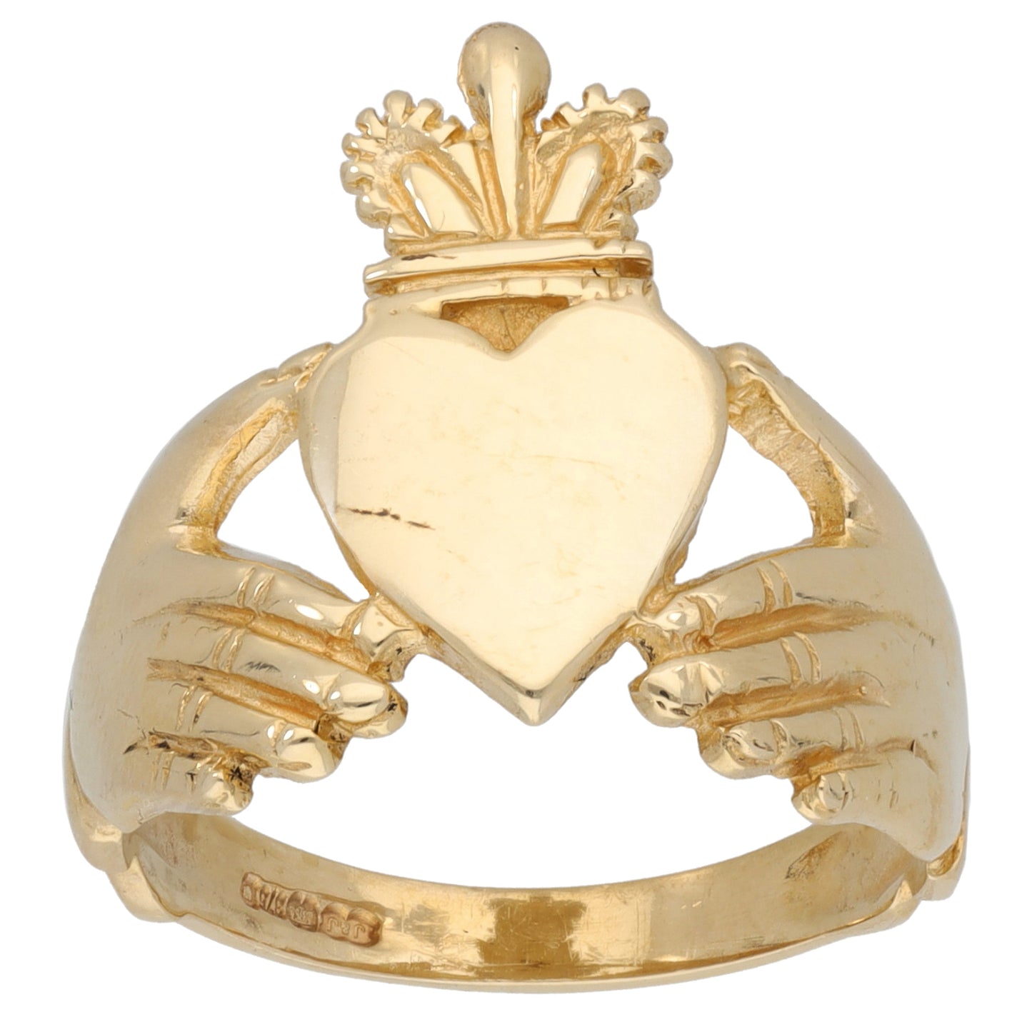 9ct Gold Claddagh Ring Size P