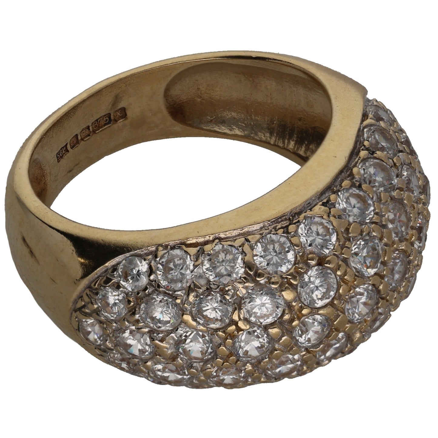 9ct Gold Cubic Zirconia Dress/Cocktail Ring Size O