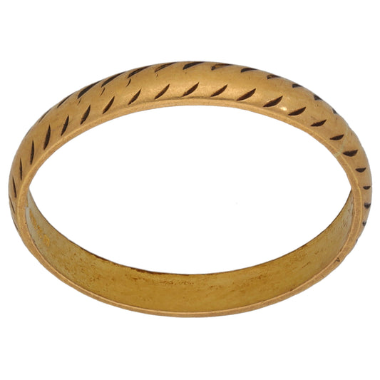 22ct Gold Patterned Wedding Ring Size M
