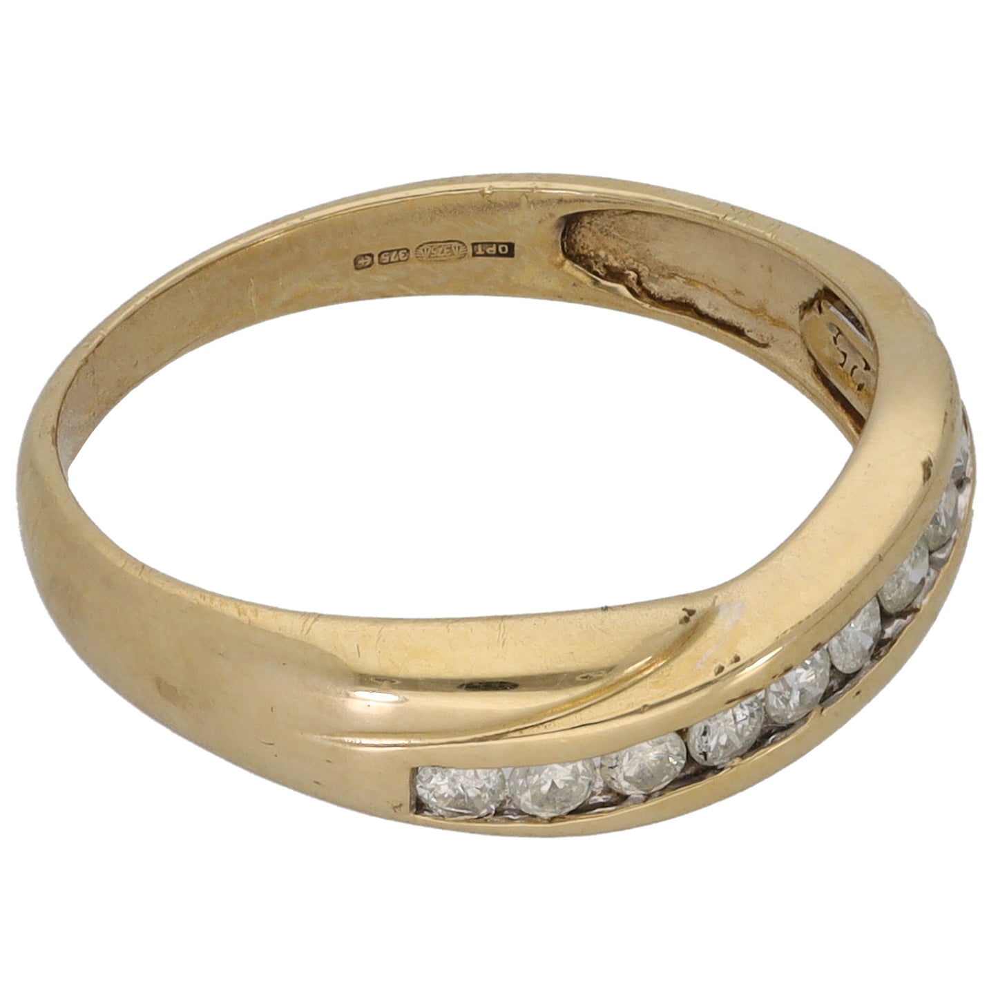 9ct Gold 0.25ct Round Diamond Half Eternity Ring Size L