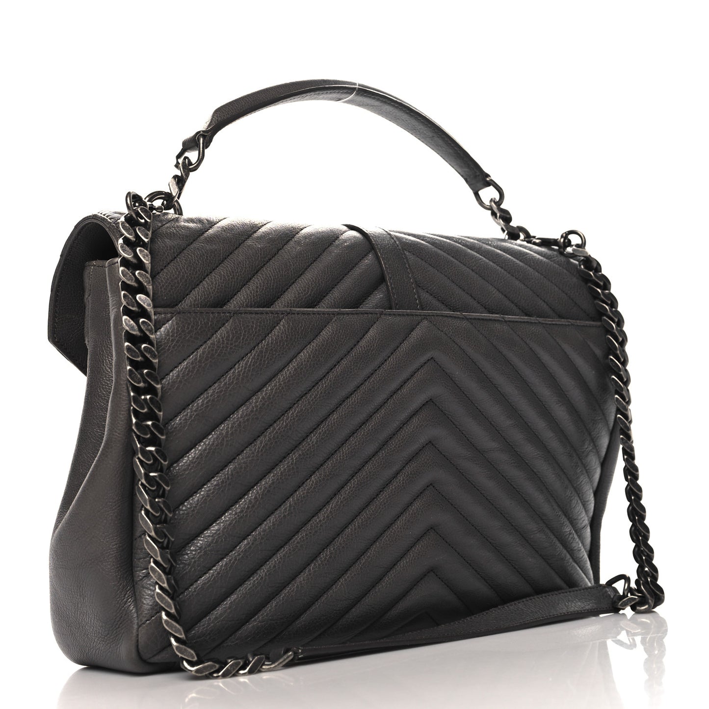 Yves Saint Laurent College Matelasse Leather Bag - Anthracite