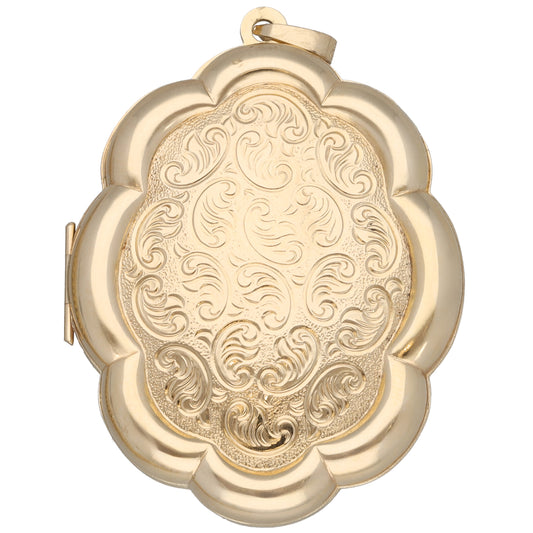 9ct Gold Patterned Locket Pendant