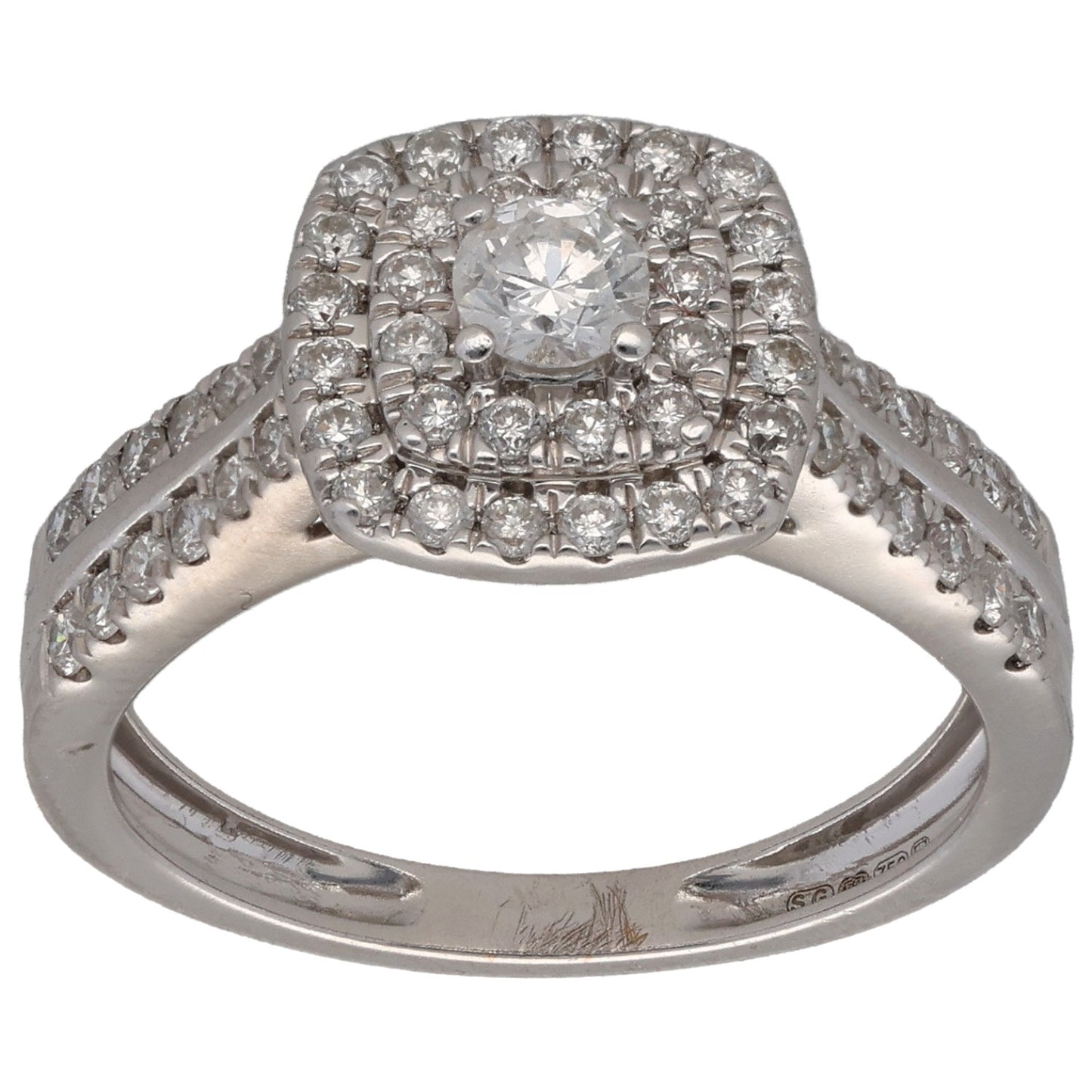 18ct White Gold 0.75ct Diamond Cluster Ring Size M