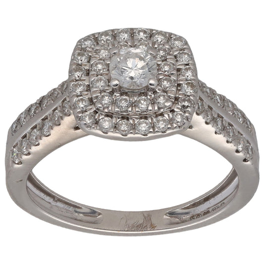 18ct White Gold 0.75ct Diamond Cluster Ring Size M