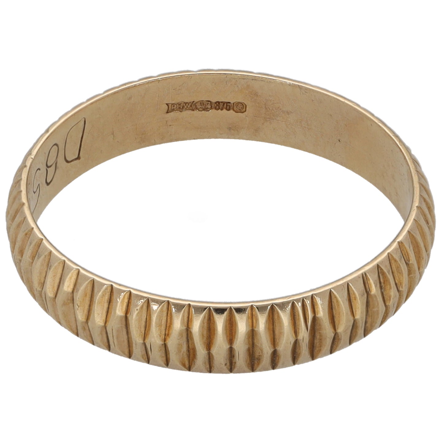 9ct Gold Patterned Wedding Ring Size M