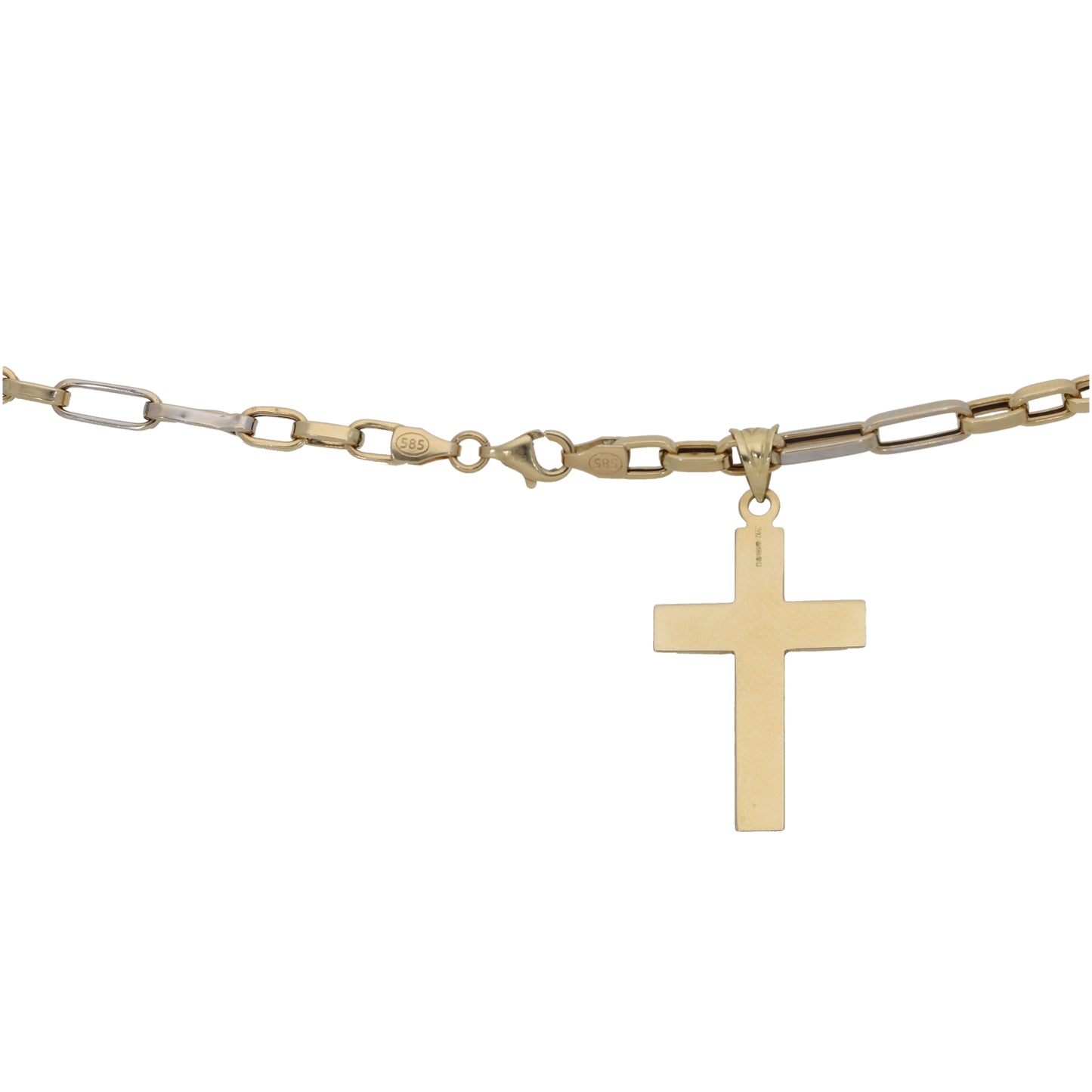 14ct Bicolour Gold Cross Pendant With Chain