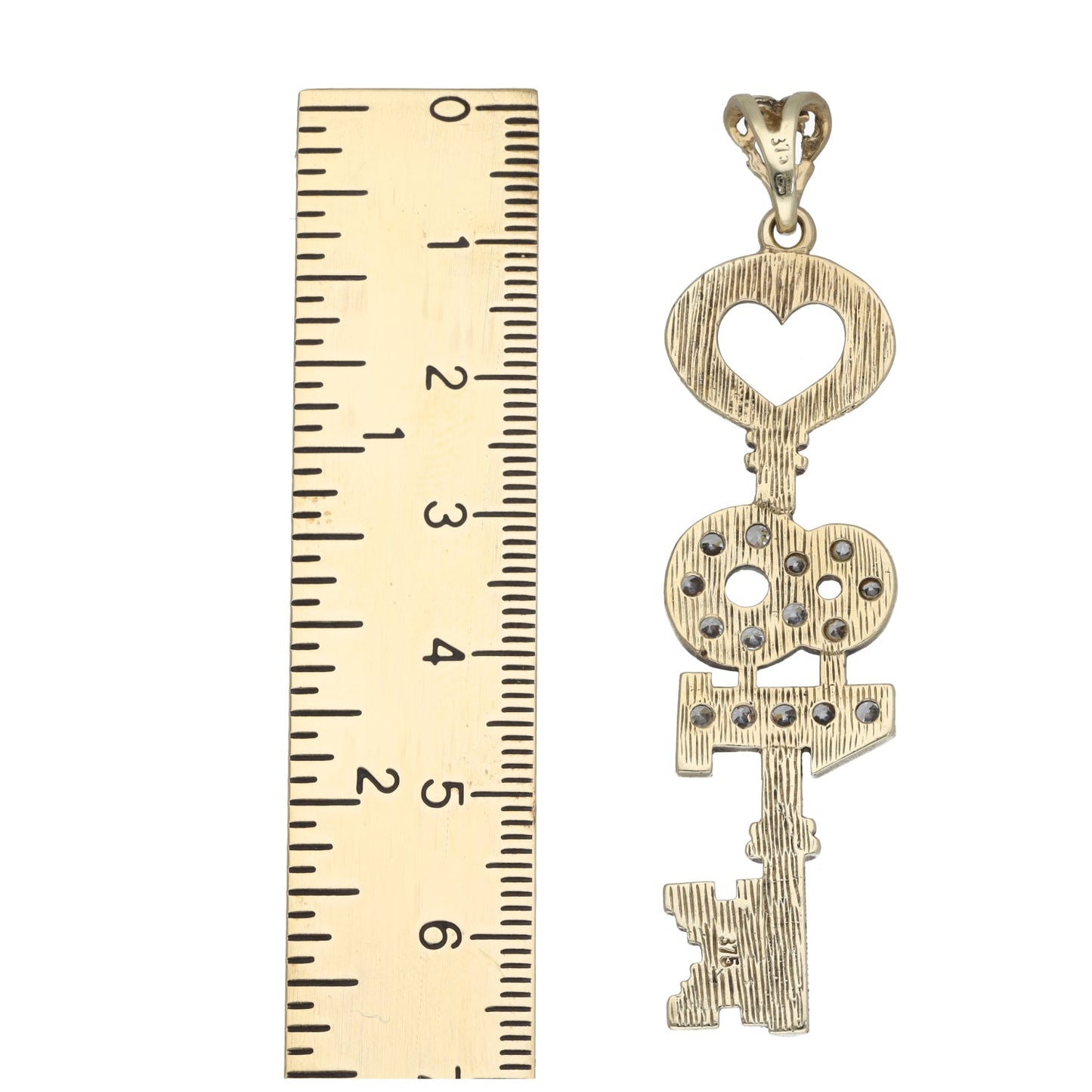 9ct Gold Cubic Zirconia Key Pendant