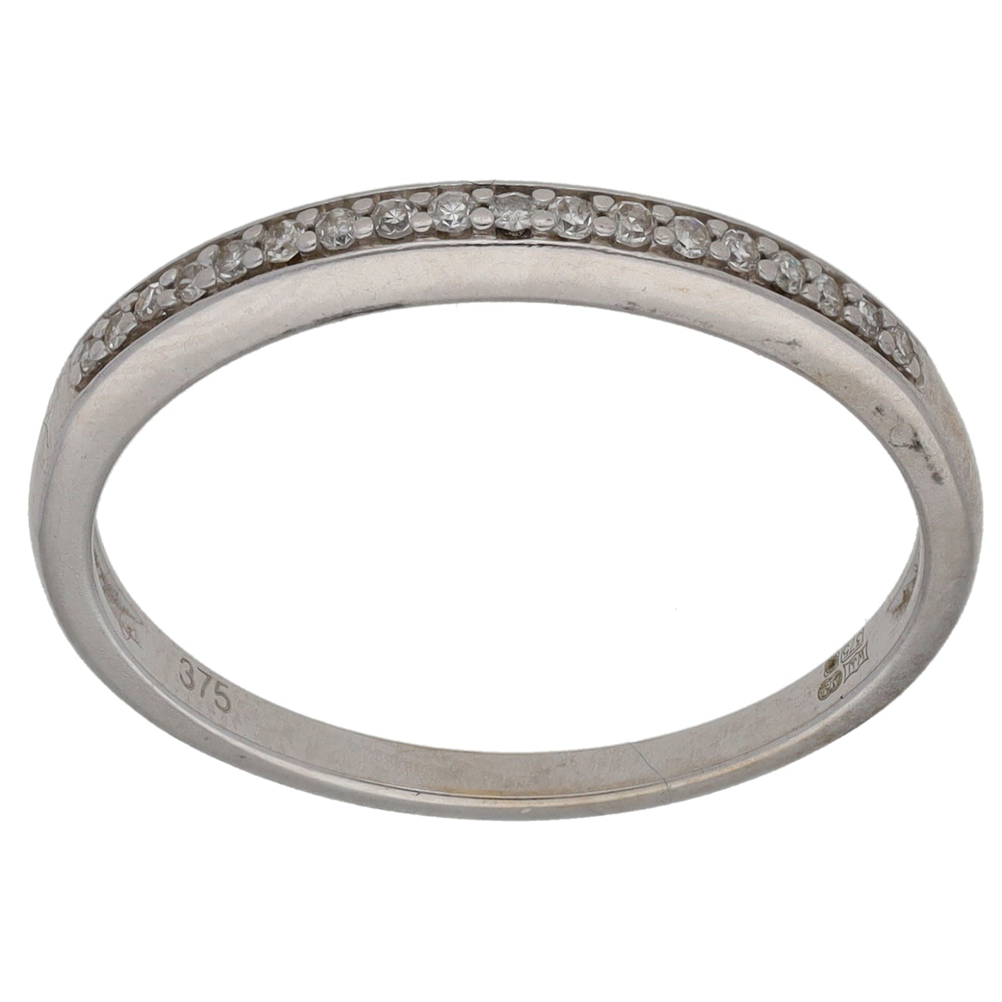 9ct White Gold 0.09ct Diamond Half Eternity Ring Size R