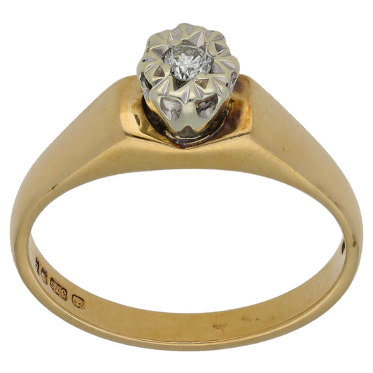 9ct Gold 0.05ct Diamond Solitaire Ring Size M