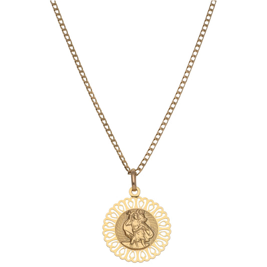 9ct Gold St Christopher Pendant With Chain