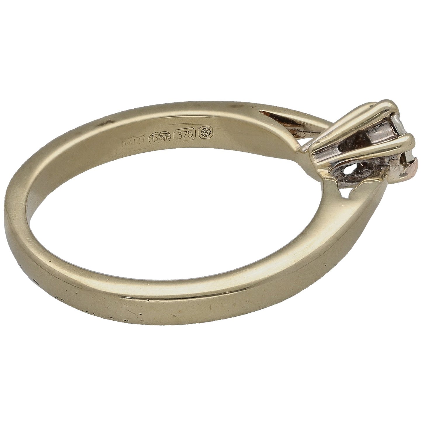 9ct Gold 0.15ct Diamond Solitaire Ring Size N