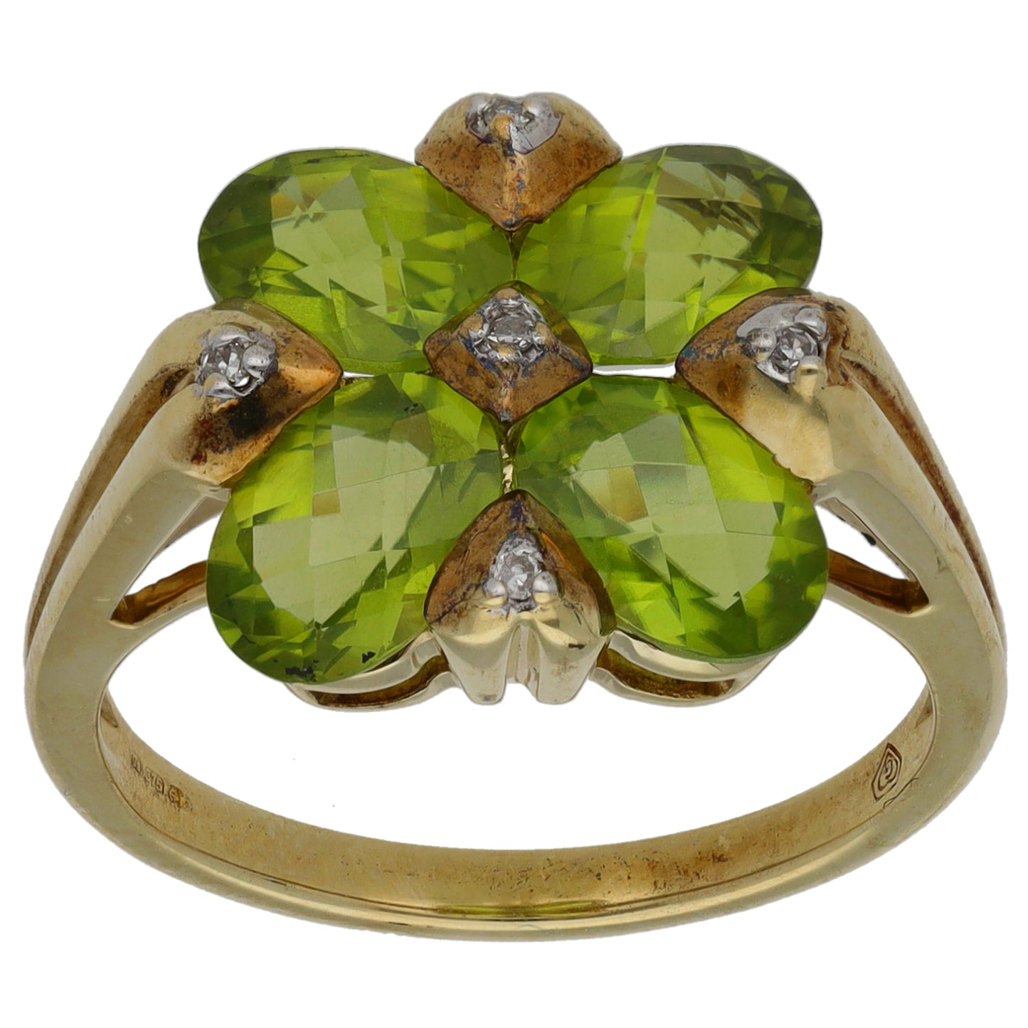 9ct Gold Sphene & 0.025ct Diamond Dress/Cocktail Ring Size O