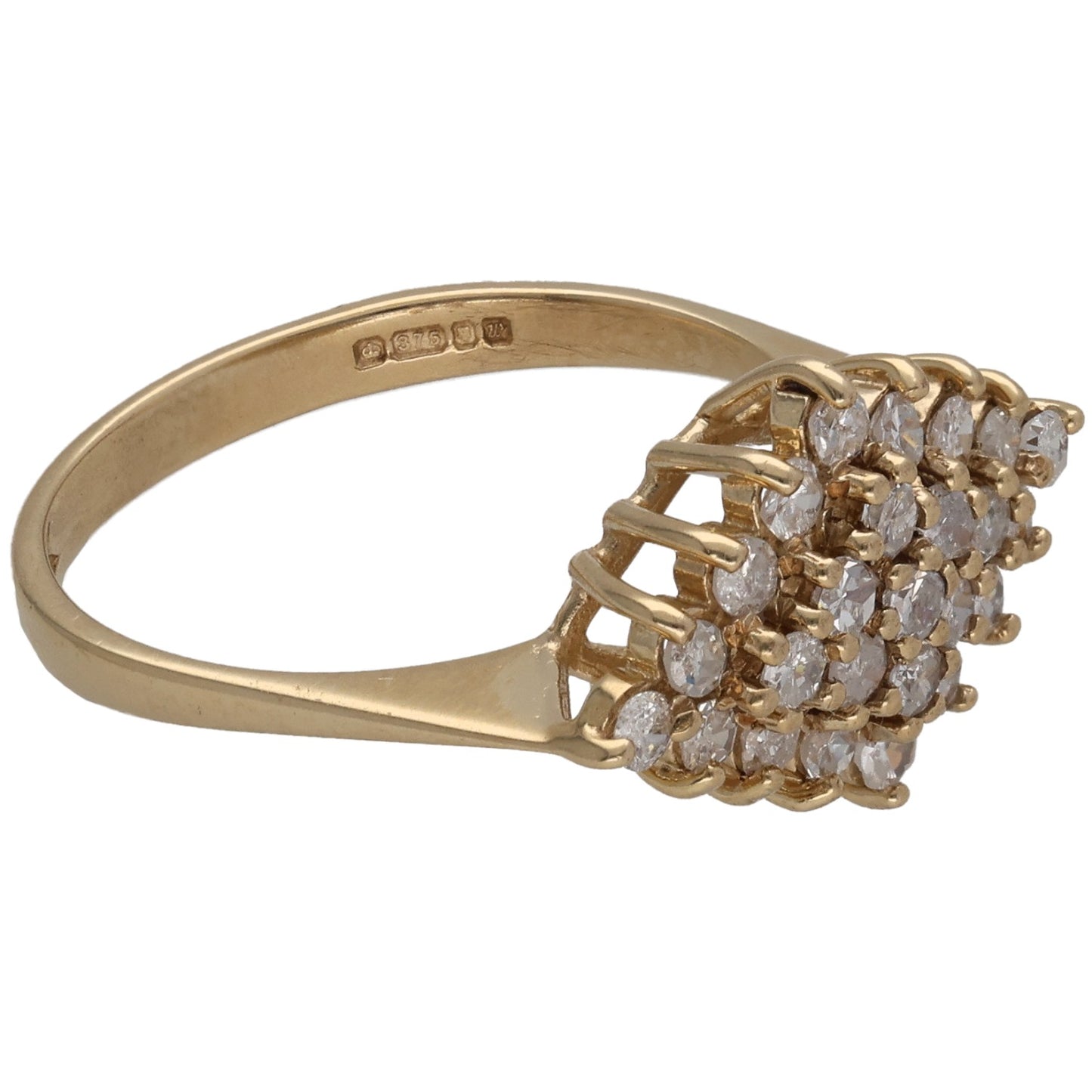 9ct Gold 0.50ct Diamond Cluster Ring Size O
