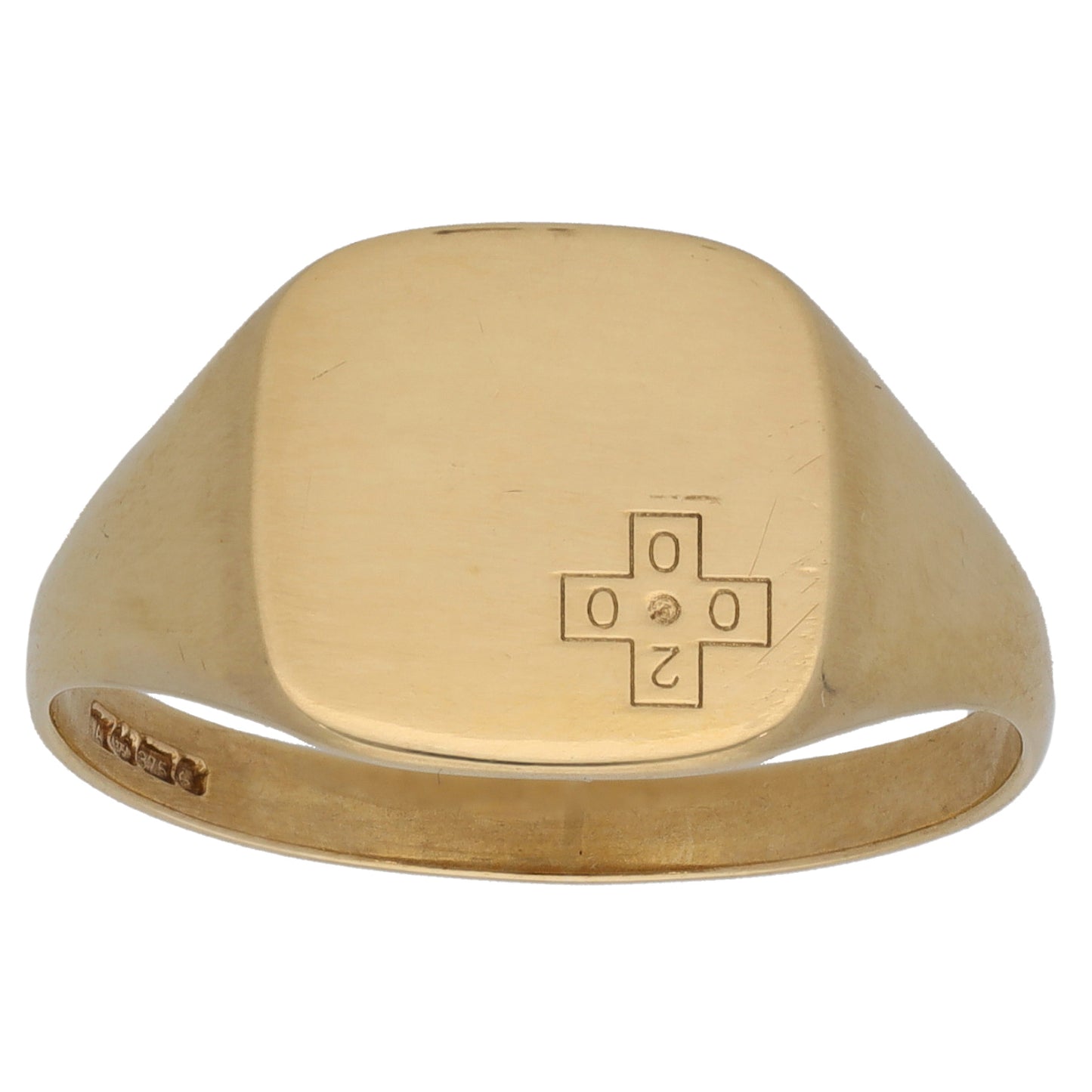 9ct Gold Patterned Signet Ring Size R