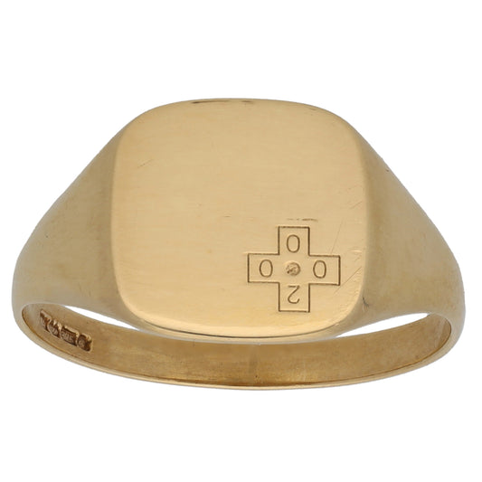 9ct Gold Patterned Signet Ring Size R