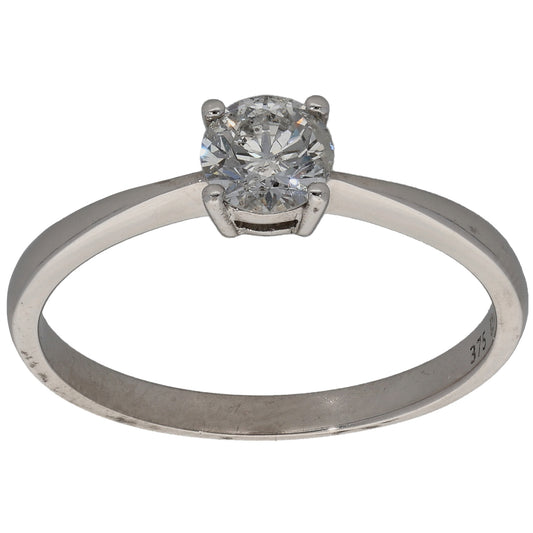 9ct White Gold 0.50ct Diamond Solitaire Ring Size P