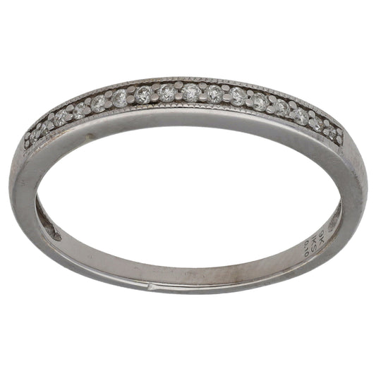 9ct White Gold 0.10ct Diamond Half Eternity Ring Size P