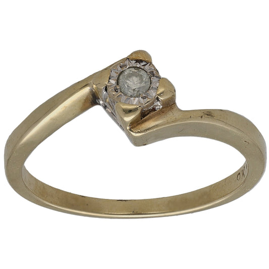 9ct Gold 0.05ct Diamond Solitaire Ring Size M