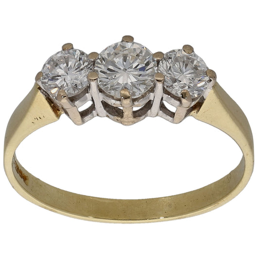 18ct Gold 0.70ct Diamond Trilogy Ring Size L
