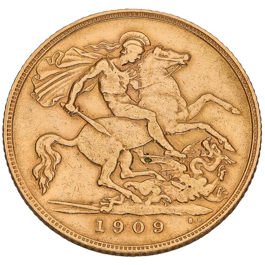 22ct Gold King Edward VII Half Sovereign Coin 1909