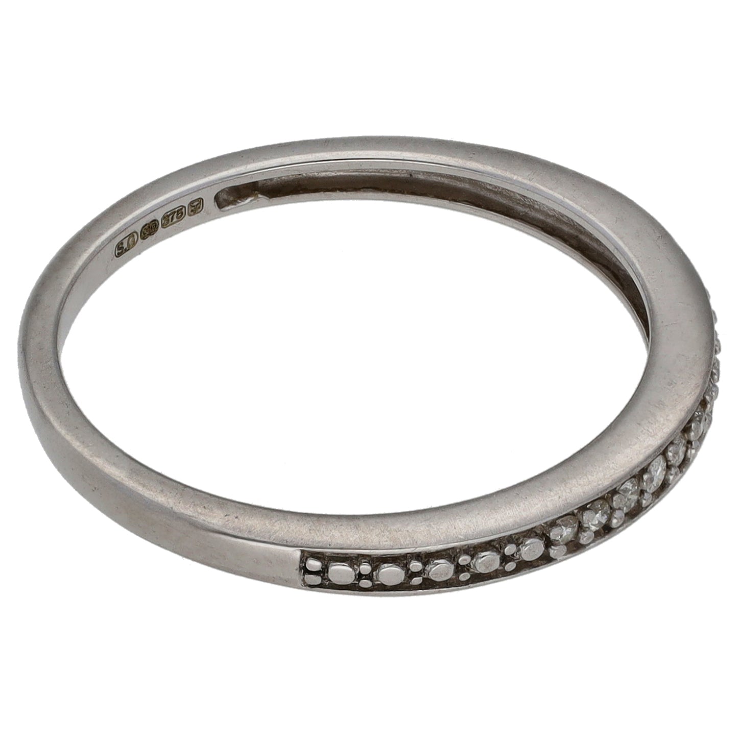 9ct White Gold 0.055ct Diamond Half Eternity Ring Size N