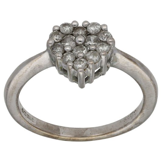 9ct White Gold 0.42ct Diamond Cluster Ring Size P