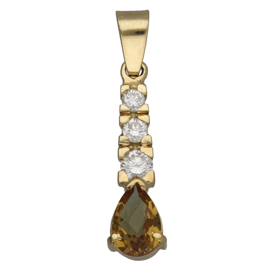 9ct Gold 0.39ct Diamond & Sphene Dress/Cocktail Pendant