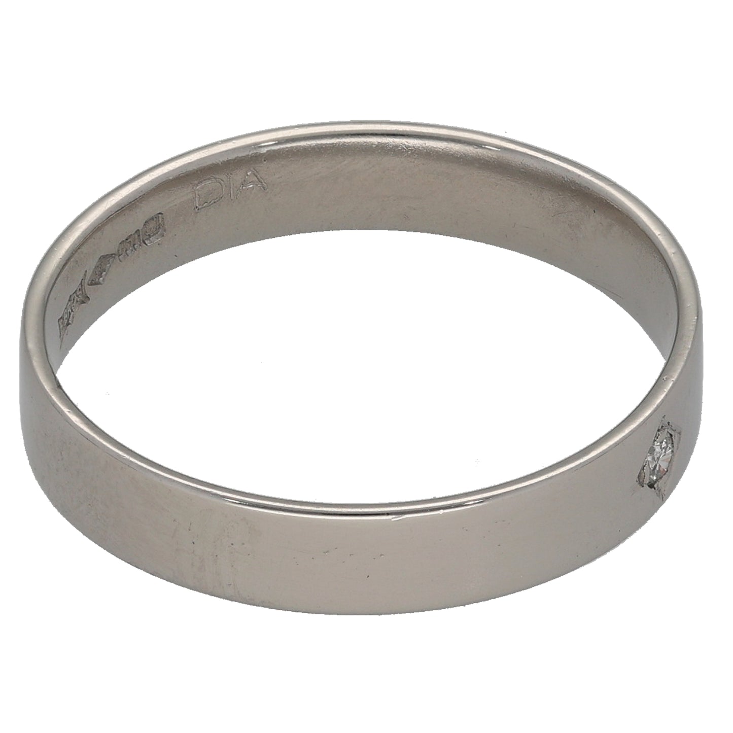 Platinum 0.02ct Diamond Plain Wedding Ring Size R