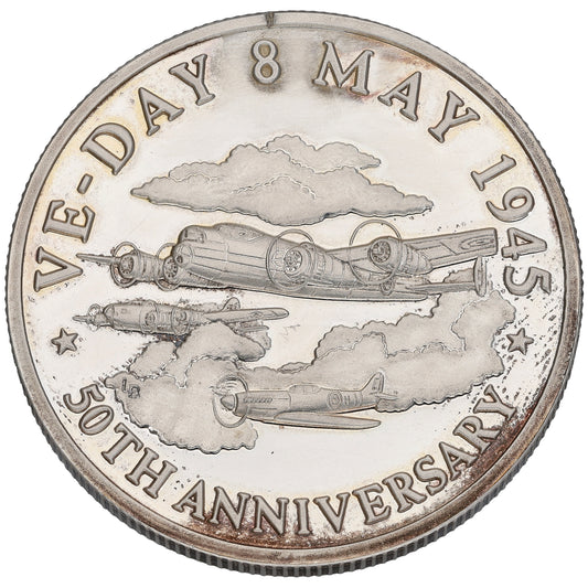 Sterling Silver VE-Day 50th Anniversary Twenty Crowns Coin 1995