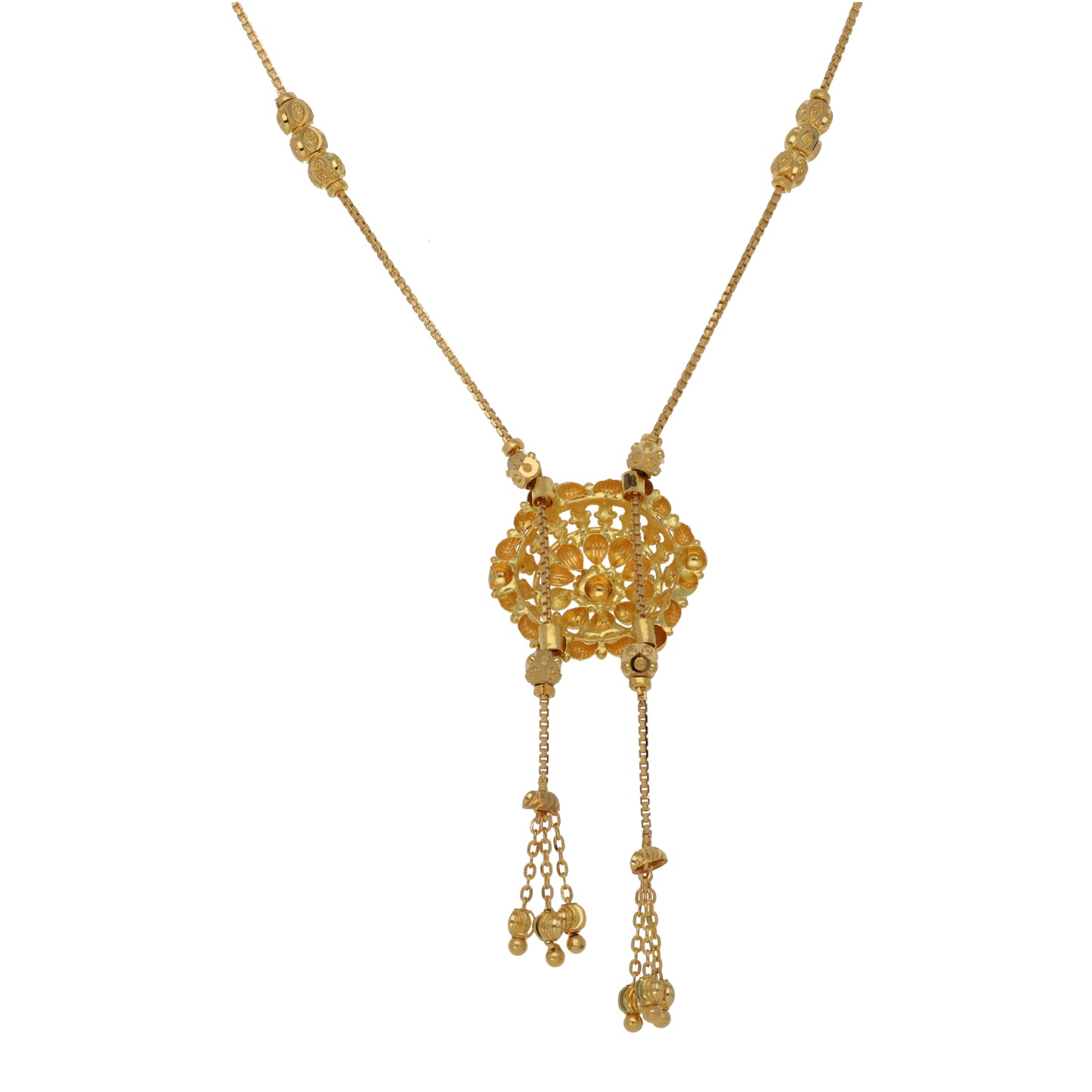 New 22ct Gold Hexagonal Tassel Necklace 18"