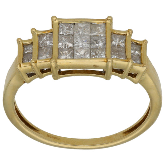 9ct Gold 1.50ct Diamond Dress/Cocktail Ring Size P