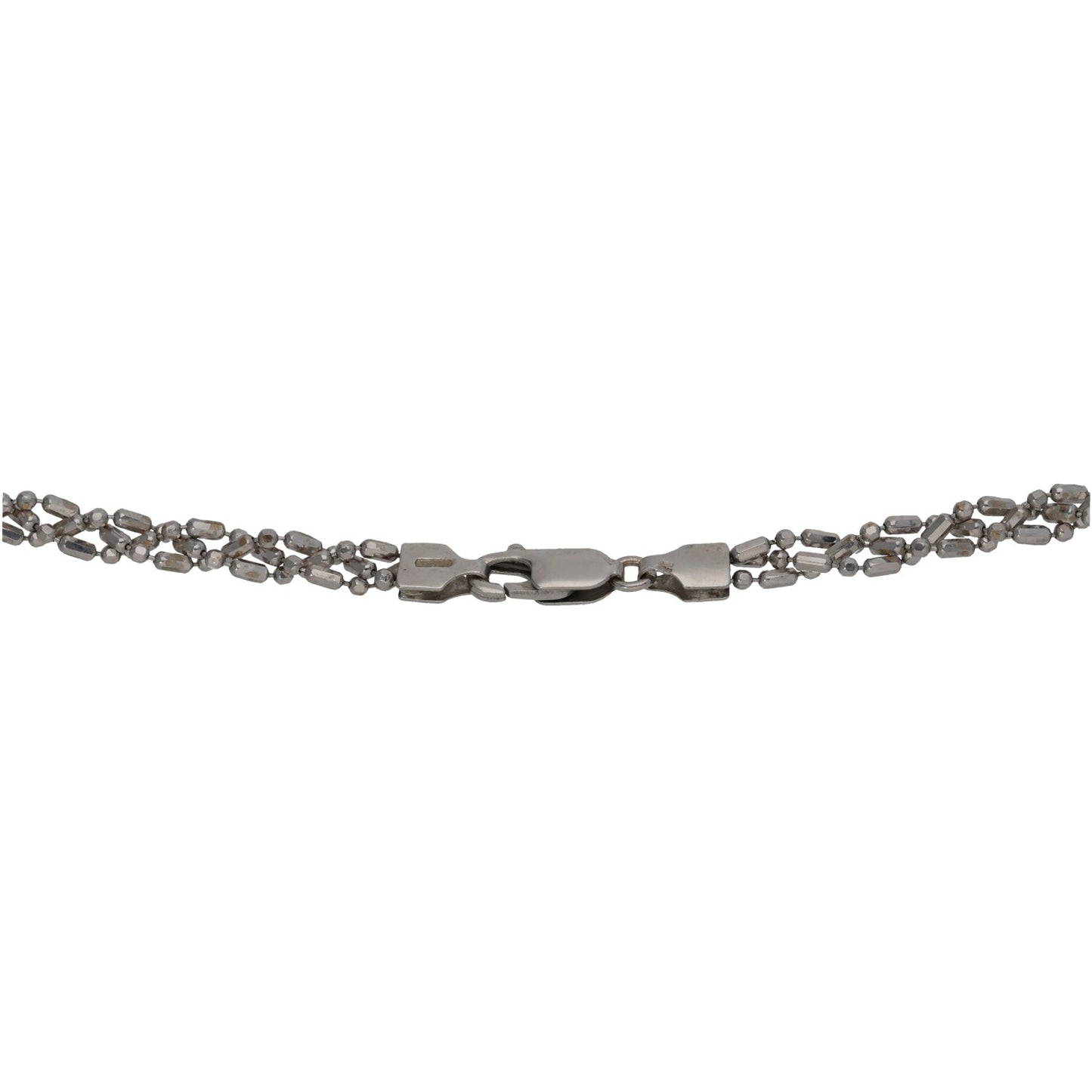 9ct white gold chain clasp with flat bar connector, silver-tone curb links