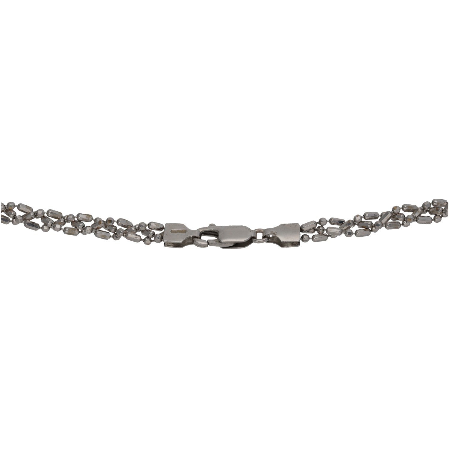 9ct white gold chain clasp with flat bar connector, silver-tone curb links
