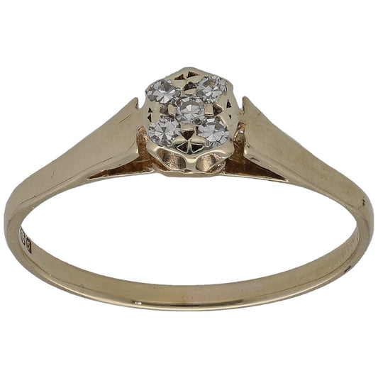 9ct Gold 0.10ct Diamond Cluster Ring Size N