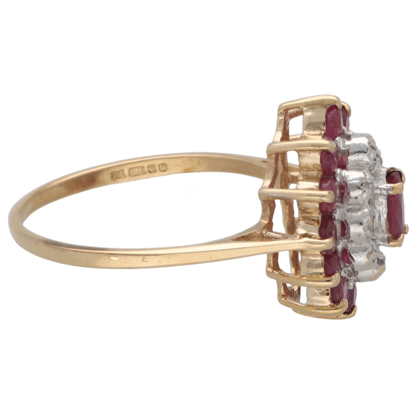 9ct Gold Ruby & 0.04ct Diamond Dress/Cocktail Ring Size L