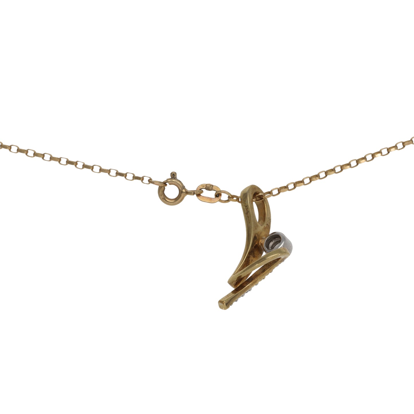 9ct Gold Cubic Zirconia Dress/Cocktail Pendant With Chain